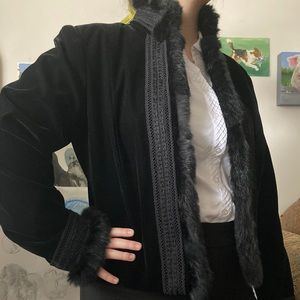 Spanner Faux Fur Detail High Collar Blazer Size M